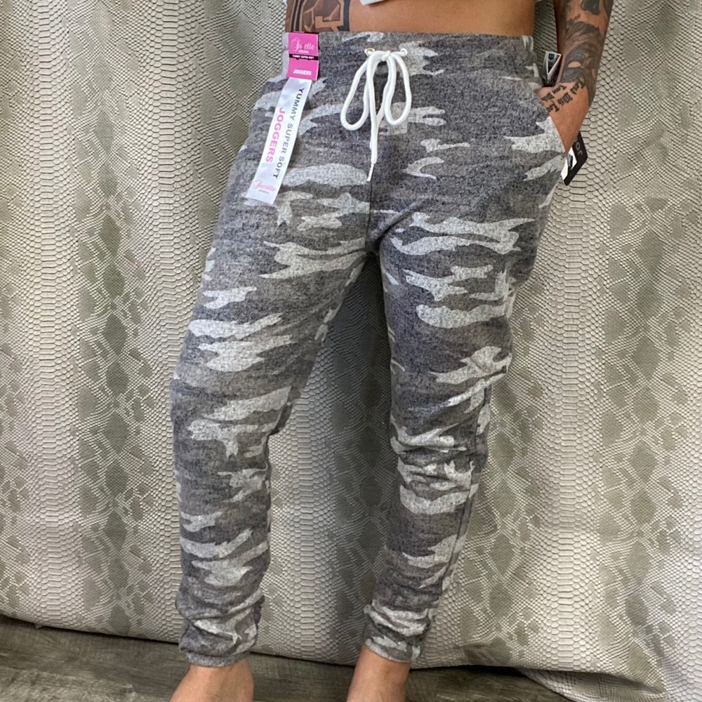 Heather red brown camouflage joggers w pockets - Picture 2 of 3